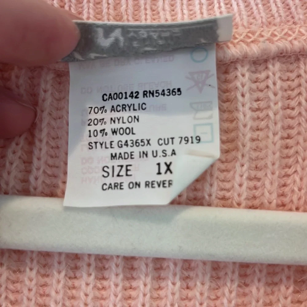 VINTAGE light pink sweater vest topper woolblend boho grandmacore cottagecore 1X - Picture 5 of 15